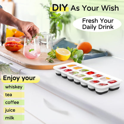 Ice Cube Tray 5 Pack, Stackable Silicone Ice Cube Trays with Lid, Easy Release Reusable Ice Tray, Bpa-Free Rectangular Ice Cube Mold Set for Cocktails, Coffee, Whiskey & Drinks, Black6