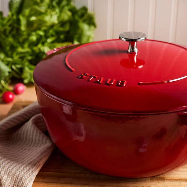 Staub Cast Iron Essential French Oven, Dutch Oven, 5-Quart, Serves 5-6, Made in France - Cherry5