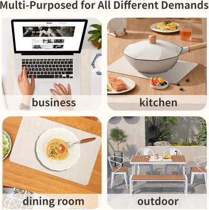 Faux Leather Placemats Set of 6, Easy to Clean, Beige7