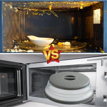 Microwave Splatter Cover Vented for Food, Splatter Guard & Colander Kitchen Gadget for Fruit Vegetables Microwave Plate Cover with Hook Hole,Dishwasher-Safe,Bpa-Free Silicone & Plastic (1 Pack)3