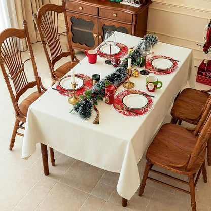 Christmas round Placemats Set of 4 Red Snowflakes Decorations6