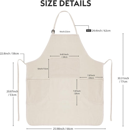Painting Apron for Men and Women, Professional Cotton Canvas Bib | for Acrylic, Oil and Watercolor Painting, with 3 Pockets, Adjustable2
