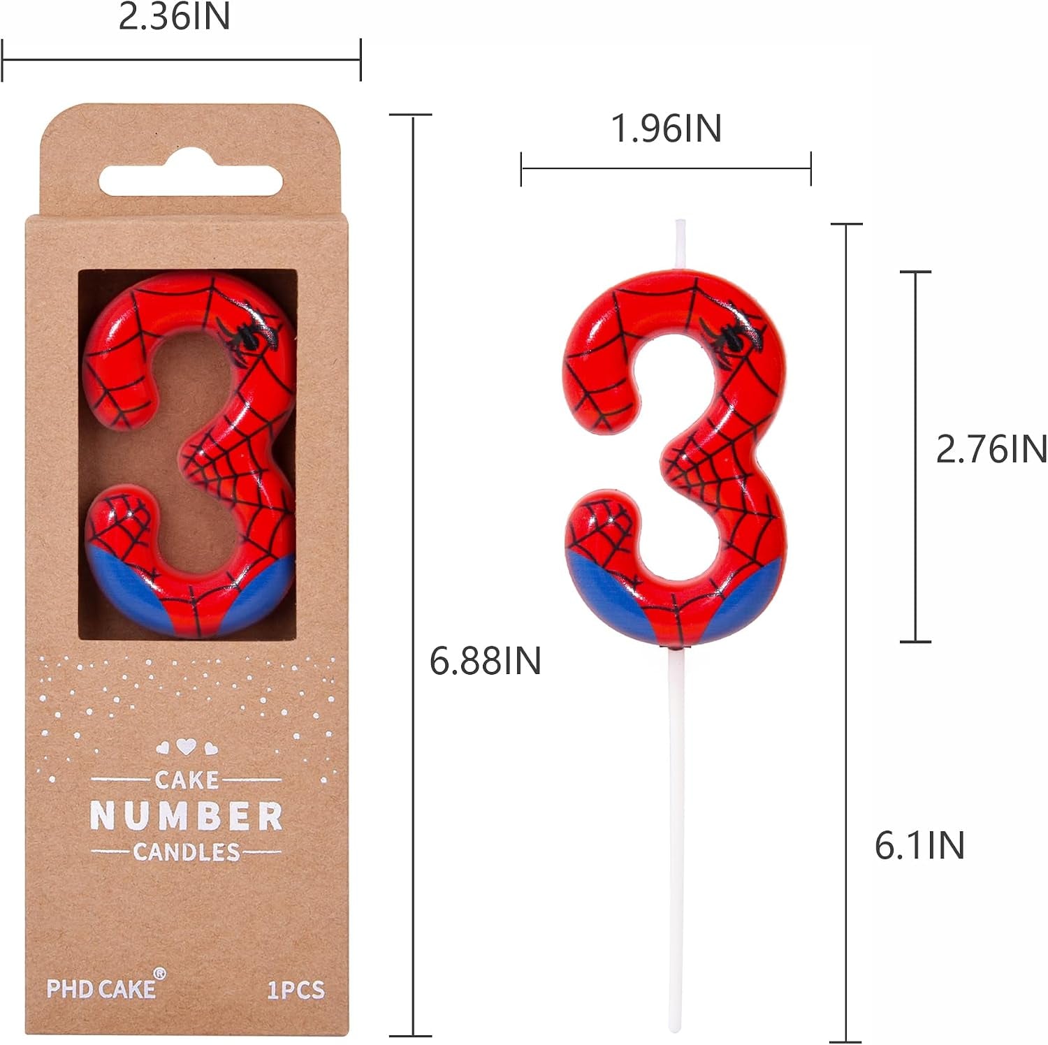 2-76-inch-number-3-spider-birthday-candles-spider-cartoon-themed-number-candles-cake-number-candles-party-celebration
