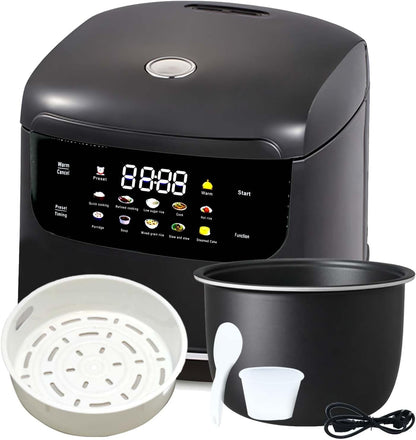 Portable 2 Quart 2L Small Rice Cooker,6 Cups Cooked/3 Cups Uncooked | 10 Functions Fast Cooker 400W Compact Non-Stick Pot Rice Maker with Steamer Basket,24 H Timer Delay and Auto Keep Warm1