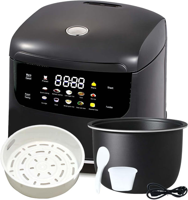 Portable 2 Quart 2L Small Rice Cooker,6 Cups Cooked/3 Cups Uncooked | 10 Functions Fast Cooker 400W Compact Non-Stick Pot Rice Maker with Steamer Basket,24 H Timer Delay and Auto Keep Warm1
