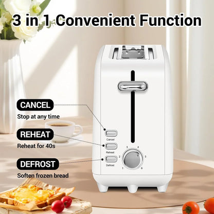 Stainless Steel Toaster 2 Slice Slim, 10" Single Long Slot, White | 6 Shade Settings, Extra Wide Slot Fits Bagels & Artisan Bread, Defrost, Cancel Function, Removable Crumb Tray5