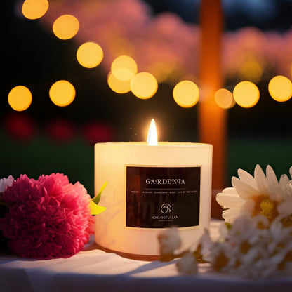 Premium Gardenia Scented Candle for Men & Women, Highly Scented, 7.1Oz|45 Hour Long Lasting, All Natural Soy Candles, Home Decor, White Glass Jar Candle with Gift Box4