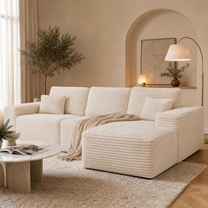 110" L-Shaped Modular Sectional Sofa, Cloud Deep Seat Boneless Couch with Chaise, Oversized Corduroy Compressed Sofa for Living Room, No Assembly Required1