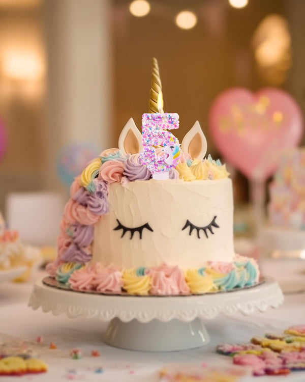 Unicorn Themed Birthday Candles,Number 5 Cartoon Birthday Party Supplies,Birthday Decorations for Gir,2.87 Inch Cake Topper Decorations (Unicorn Themed, Number 5)3