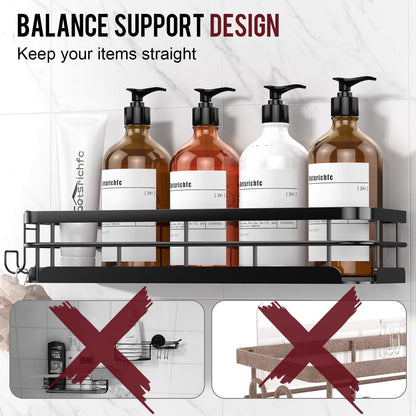 Large Capacity Shower Caddy, Heavy-Duty Adhesive Shower Organizers with Custom Aesthetic Design Soap, No Drilling Corner Shower Shelves, 5 Hooks for Bathroom Accessories, 3 Pack4