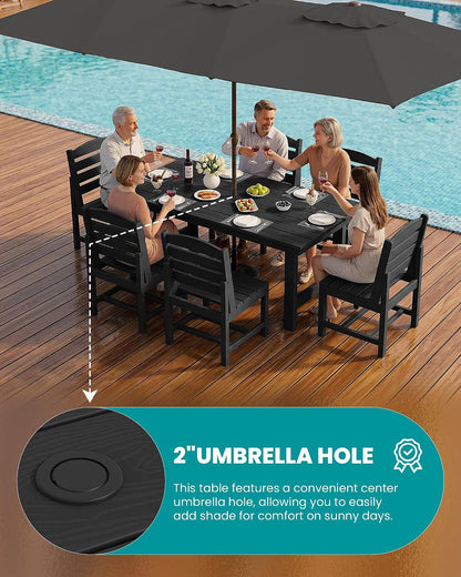 Armless Outdoor Dining Set, Patio Dining Set for 6, Black2