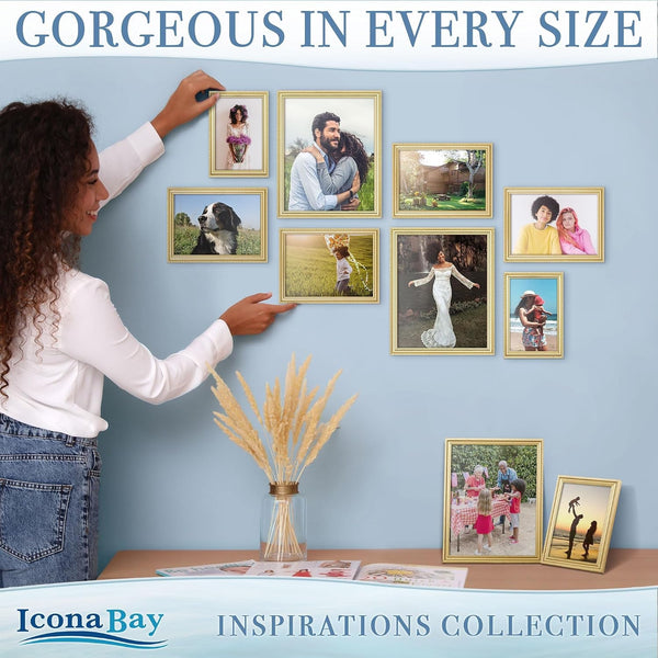 5X7 Picture Frames, Gold, 6 Pack, Contemporary, Inspirations4