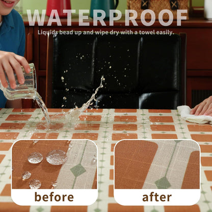 Rectangle Waterproof Tablecloth Linen Textured Table Cloth,Stain and Wrinkle Resistant Washable Fabric Table Cover for Dining, Party, Camping and Outdoor, 54 X 78 Inch, Brown Plaid3