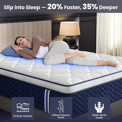 Firm Queen Mattress 14 Inch - Hotel Collection Hybrid Mattress with 7-Zone Support for Spinal Alignment & Back Pain Relief, 365-Night Trial, Certipur-Us & Fiberglass-Free3