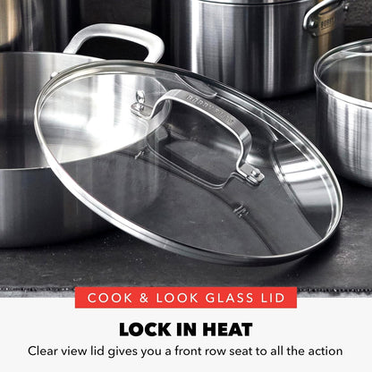 X Bobby Flay 10 Piece Stainless Steel Cookware Set, Tri-Ply Multiclad Pots & Pans, Professional Grade, Oven & Broiler Safe to 600°F, Dishwasher Safe, Durable, Induction Compatible, Silver7