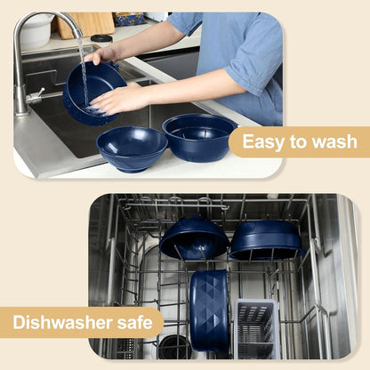 Microwave Ramen Cooker,Ramen Bowl Set,Microwave Noodle Bowl with Chopsticks and Spoon, College Dorm Room Essentials for Girls for Boys, Apartment Essentials, Bpa-Free. (Deep Blue)6