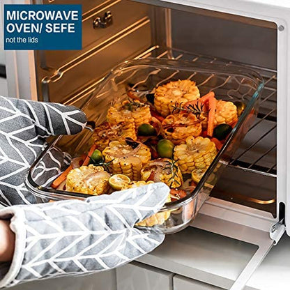 8 Piece Deep Glass Baking Dish with Lids, BPA Free,Gray | Rectangular Glass Bakeware Set, Baking Pans for Lasagna, Casserole Dishes, Microwave, Oven, Freezer, Dishwasher7