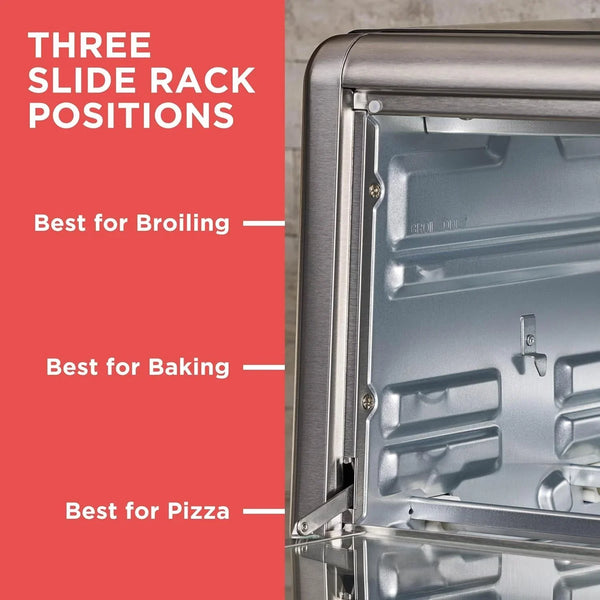 BLACK+DECKER TO3250XSBD 8-Slice Extra Wide Convection Countertop Toaster Oven, Includes Bake Pan, Broil Rack & Toasting Rack, Stainless Steel/Black9