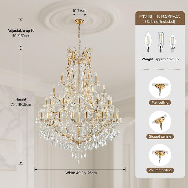 Crystal Candle Chandelier for High Ceilings,Maria Theresa Staircase Light3