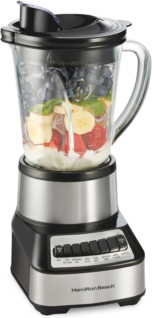 Wave Crusher Blender for Smoothies with 40 Oz Glass Jar and 14 Functions, Ice Sabre Blades & 700 Watts for Consistently Smooth Results, Black + Stainless Steel (54221)1