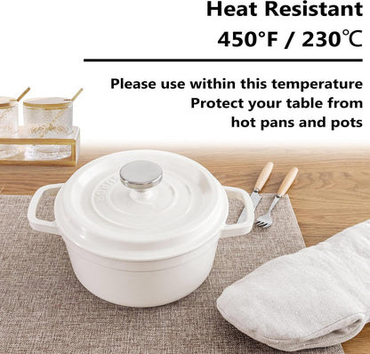 Linen Placemats Set of 4 Heat Resistant Dining Table Cloth Place Mats Kitchen Table Mats Placemats Table Decor, Natural Linen5