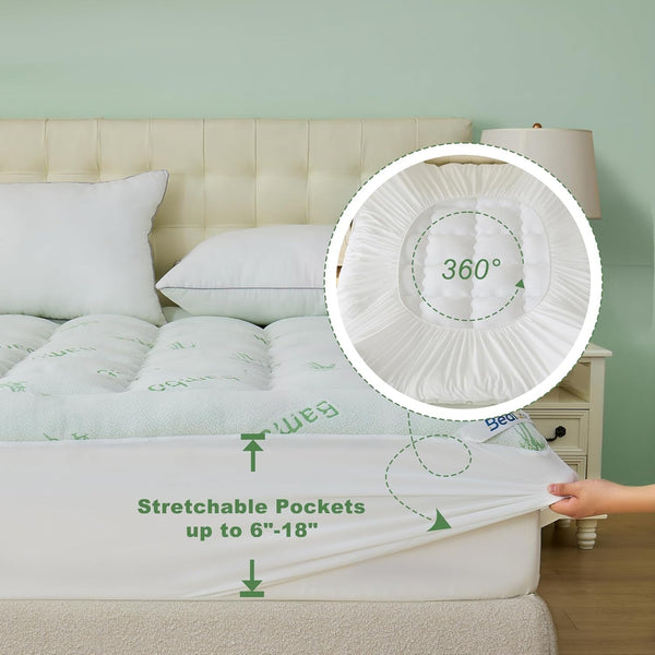 Queen Mattress Topper , Thick Pillow Top Mattress Pad6