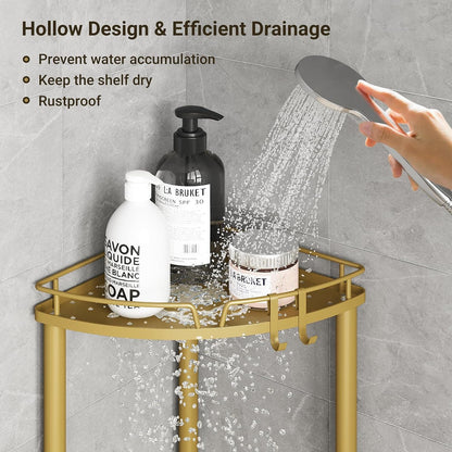 Corner Shower Caddy Standing, 3 Tier Metal Shower Organizer, Gold6