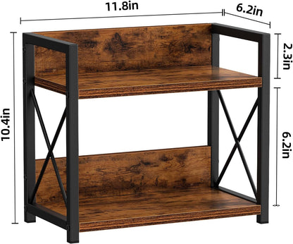 Countertop Shelf Organizer, 2 Tier Kitchen Spice Rack for Countertop, Wood Coffee Counter Shelf Organizer for Home (Brown, S)6