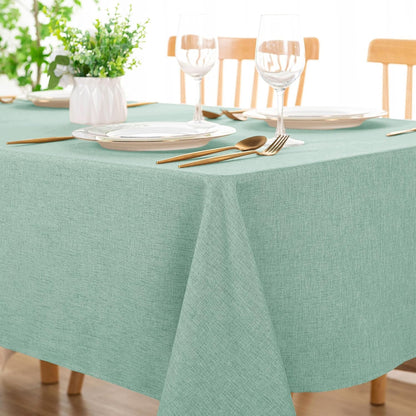 Rectangle Faux Linen Tablecloth - Waterproof Spill-Proof Wrinkle and Stain Resistant Table Cloth Washable Decorative Farmhouse Table Cover for Kitchen Dining Party, 52 X 70 Inch, Sage Green1