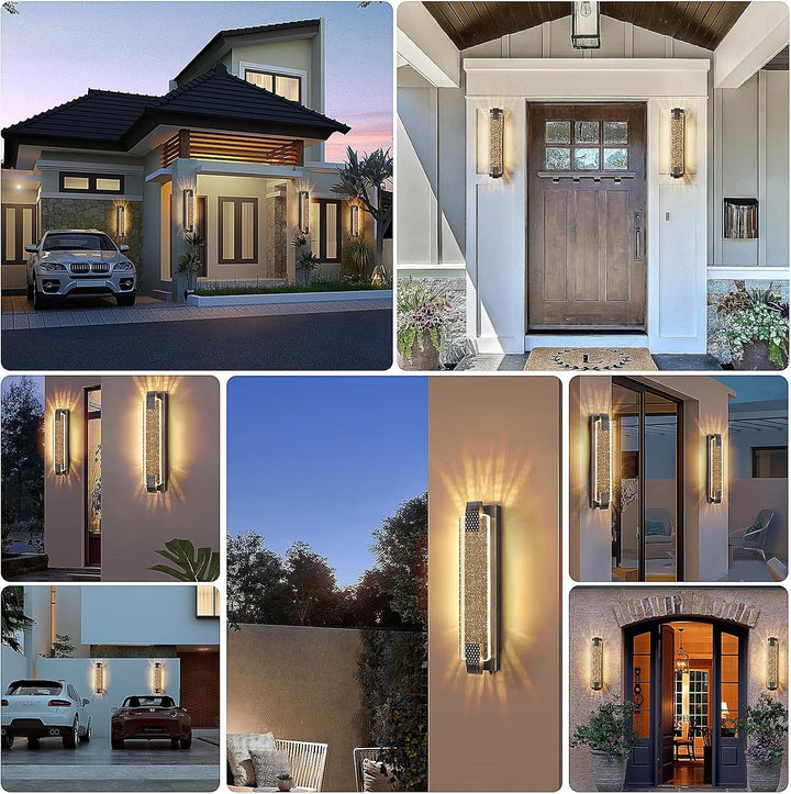 Dusk to Dawn Outdoor Wall Light,Sparkling Glow Porch Sconce+2