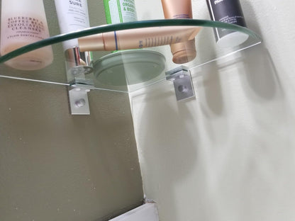 Glass Corner Shower Shelf 2 Pack, 9.5" Tempered Glass Shower Caddy, No-Drill Adhesive or Screw Mount, 22 LB Heavy Duty Bathroom Organizer with Rustproof Aluminum Brackets, Renter Friendly6