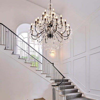 Black Chandelier Light Fixture, Luxury Maria Theresa Crystal Chandeliers for High Ceiling Foyer, 24 Lights Hanging Pendant Light for Living Room Entryway Hall Staircase Large 35.66" (Black)4