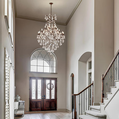 24 Lights Large Crystal Chandeliers Maria Theresa Chandelier for High Ceilings Vintage Chandelier Light Fixture Foyer Hallway Entryway Staircase 55.1" H X 39.4" D2