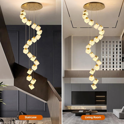 Alabaster High Ceiling Chandelier 20-Light, Modern Staircase Chandeliers H138, White Marble Large Long Chandeliers for High Ceilings Living Room Stairway Foyer Entryway6