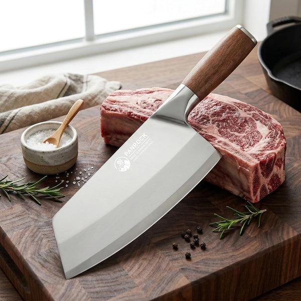 Meat Knife 7 Inch - High Carbon Stainless Steel Meat Cleaver & Slicer - Razor Sharp Kitchen Chopper with Ergonomic Wooden Handle7