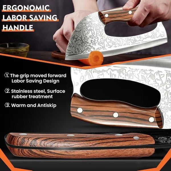 Meat Cleaver,8 Inch Kitchen Knife Sharp Blade,Brown8