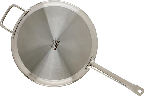 Winco 12" Stainless Steel Fry Pan with Helper Handle | Dishwasher Safe, Induction Compatible, Even Heat Distribution, Helper Handle, Great for Sauteing, Searing and Frying5