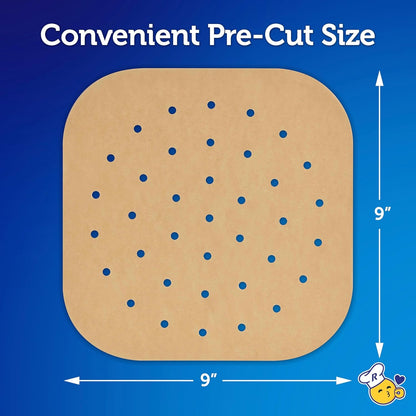 Kitchens Air Fryer Liners Disposable, Unbleached Parchment Paper Sheets, 50 Count | Pre-Cut Disposable Parchment Paper Sheets, Fits round and Square Air Fryers, Safe up to 400F, Perforated for Better Airflow2