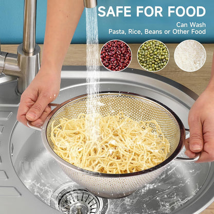 Colander for Kitchen, 3QT, Stainless Steel Colander Strainer with Handle for Fruits Vegetables Cooking Food, Dishwasher Safe3