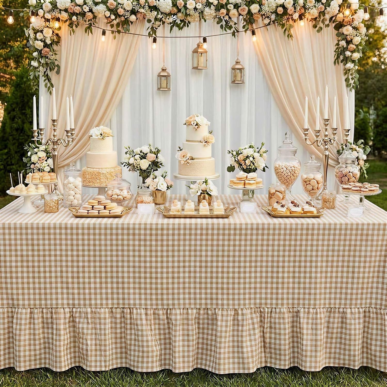 brown-gingham-ruffled-tablecloth-84x60-inches-rectangle-buffalo-plaid-cover