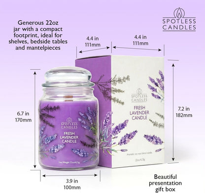 Lavender Candle 22Oz Gift Boxed: 130 Hour Burn, Minimum 10% Fragrance Oil, Crackling Wooden Wick, Bergamot Lavender & Cedar, Hybrid Soy Wax, Large Jar Candle for Sleep by Spotless Candles4