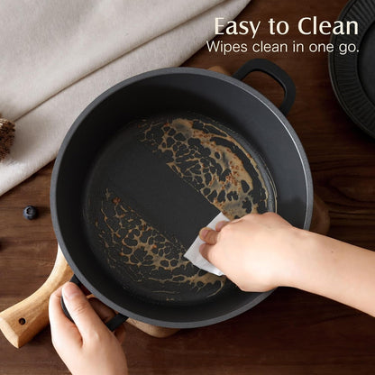 Non Stick Pots and Pans Set 14 Pcs, Non Toxic Healthy Cookware Set | Induction Compatible Kitchen Cooking Set with Silicone Utensils, PFOA/PFOS Free, Dishwasher Safe, Black5