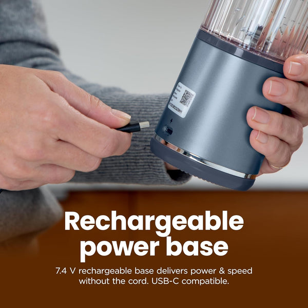 Ninja BC151NV Blast Portable Blender, Cordless, 18Oz. Vessel, Personal Blender-For Shakes & Smoothies, BPA Free, Leakproof-Lid & Sip Spout, USB-C Rechargeable, Dishwasher Safe Parts, Denim Blue | USB-C Rechargeable, Cordless Blending Anywhere. Blastblade Crushes Ice & Frozen Fruit. Leakproof Sip Lid, Dishwasher Safe.10