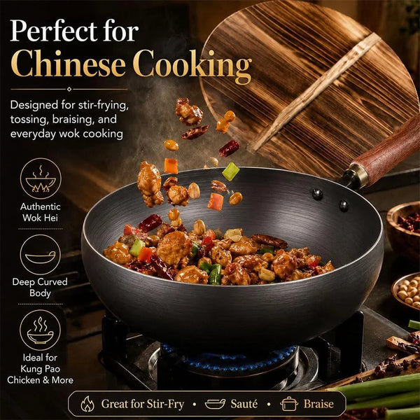 11 Inch Pure Hand-Forged Iron Pot with Hammered Texture | Hand-Forged Uncoated Iron Pot, Works on Gas, Induction, Electric and More; Great for Stir-Fry, Steak, Stews and Daily Meals.7