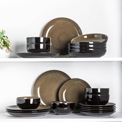 Ceramic Dinnerware Sets for 6,18Pcs Porcelain Plates and Bowls Set7