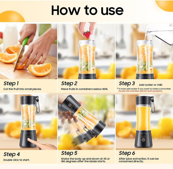Personal Size Portable Blender Make Smoothies - Mini Blender 12Oz Juice Cup | Powerful Blending with 6 Stainless Steel Blades, Bap-Free, Lightweight, Easy Clean,Suit in Travel/Office/Gym/Picnic/ Sports5