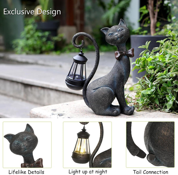 Cat Outdoor Statues with Solar Garden Light7