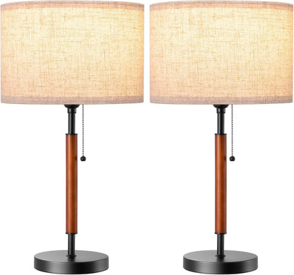 Mid Century Table Lamp Set of 2, Pull Chain Switch, Metal Base8