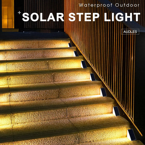 LED Solar Step Lights Waterproof Outdoor Stair Lights, Solar Deck Lights Outdoor Decor IP67 Solar Decoration Lights for Yard, Patio, Garden, Walkways, Front Door, Pathway, Driveway, Porch 6 Pack6
