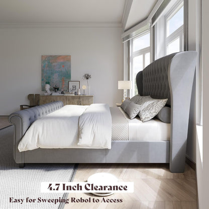 California King Upholstered Sleigh Bed Frame with Headboard6